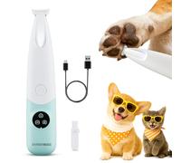 BarberBoss Cortadora de pelo de mascotas, cortadora de pelo para perros y gatos con pantalla LED, recortadora inalámbrica de bajo ruido, recargable por USB, recortadora de detalles, QR-9001
