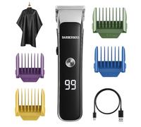 Barberboss Cortadora Facial y Barba para Hombre, Cortapelos Compacta con Disco Ajustable, Doble Velocidad, Pantalla LED, Cuchilla de Cerámica y Titanio, Recortadora de Barba con 4 Peines y Carga USB
