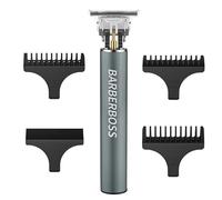 BarberBoss Cortapelos con cuchilla en T, recortadora de barba para hombre, cortadora de pelo inalámbrica para detalles, kit de cuidado personal de precisión con carga USB y 3 peines guía