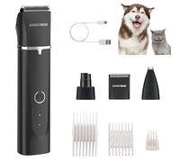 BarberBoss Cortapelos para mascotas, kit de aseo para perros y gatos: cortapelos inalámbrico para pelo grueso y enmarañado, recortador de patas de gato, kit de aseo recargable