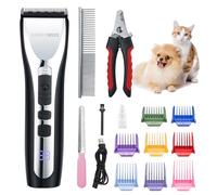 BarberBoss Cortapelos Profesional para Pelo Grueso, Kit de Aseo para Perros, Cortapelos sin cable para Perros, Cortapelos para Gatos, Kit de Aseo para Mascotas, Bajo Ruido QR-9086