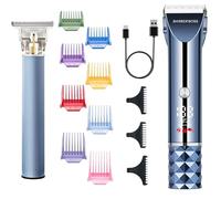 Barberboss Cortapelos Profesional para Hombre, Recortador de Barba y Cabello Inalámbrico con Pantalla LED, Modo Turbo, Cuchilla de Titanio-Cerámica y 8 Peines Guía Colores, Kit Cuidado Personal