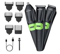 BarberBoss Kit de aseo 3 en 1 para hombre, recortador de barba y pelo para hombres, cortadora de pelo y recortadora de pelo de nariz para corte de pelo, barba y peluquero facial para hombre