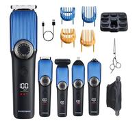 BarberBoss Kit de aseo 5 en 1 para hombre, recortador de barba inalámbrico, cortadora de pelo, peluquería corporal, recortadora de detalles y nariz, cortadora de orejas con dial de precisión