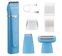 BarberBoss Kit de aseo para hombres, recortadora de barba, cabello y cuerpo, 3 cabezales intercambiables, cuchillas de cerámica, recargable por USB, impermeable, juego de cortadora facial y corporal