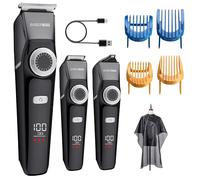 BarberBoss Kit de cuidado para hombre, 3 en 1, recortador de pelo y barba inalámbrico, botón giratorio de precisión, indicador LED, kit de cuidado facial para hombres, cortapelos inalámbrico