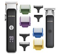 Barberboss Kit de Recortador de Barba para Hombre, 2 Cortapelos Inalámbricos con Dial de Precisión, Cortapelos Facial para Hombre, Indicador LED y Carga USB, Set de Cuidado Portátil