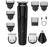 BarberBoss Kit de Recortador Inalámbrico para Hombre: Recortador Barba, Cabello, Nariz y Orejas, Recargable por USB, Indicador LED de Carga, Diseño Resistente al Agua, Cortapelos para Hombre (Negro)