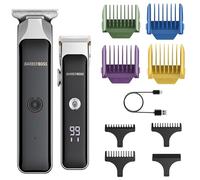 Barberboss Kit de recortadora de pelo para hombre, peluqueros inalámbricos para barba con 7 peines, esfera de longitud ajustable, ajustes de velocidad dual, carga USB y cuchillas de cerámica
