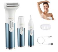 BarberBoss Maquinilla de afeitar eléctrica 3 en 1 para mujer, recargable, para cara, zona de bikini, brazos, piernas y axilas, juego de recortador inalámbrico portátil