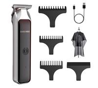 Barberboss Recortadora de detalles para hombre, afeitadora facial con cuchilla en T, carga USB, 3 peines guía, afeitadora de barba inalámbrica compacta con indicador LED