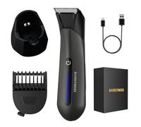 BarberBoss Recortadora de Ingle y Cuerpo para Hombre, Afeitadora Impermeable para Testículos, Peine Ajustable, Luz LED y Base de Carga, Kit de Cuidado Íntimo para Hombre (Negro)