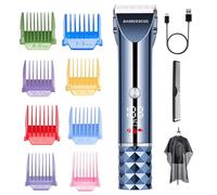 BarberBoss Recortadora de pelo y barba recargable para hombre, cortadora de velocidad turbo inalámbrica con pantalla LED, hoja ajustable y 8 protectores de peine, kit completo de aseo para hombre