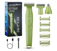BarberBoss Recortadora precisión 3 en 1 para hombre, kit cuidado personal para barba y cabello, recortadora corporal, recortadora de nariz y orejas, afeitadora inalámbrica para hombre (Verde)