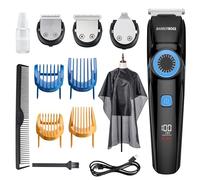 BarberBoss Recortadora profesional 3 en 1 para pelo, barba y detalles, kit de aseo masculino con dial de precisión, cuchillas de corte, recargable por USB y 100% resistente al agua, QR-6087