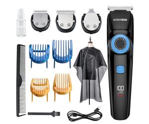 BarberBoss Recortadora profesional 3 en 1 para pelo, barba y detalles, kit de aseo masculino con dial de precisión, cuchillas de corte, recargable por USB y 100% resistente al agua, QR-6087