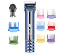 BarberBoss Turbo - Recortadora de cabello y barba para hombres, cortadora corporal recargable inalámbrica con hoja ajustable, pantalla LED, 8 peines guía, kit de aseo para hombres