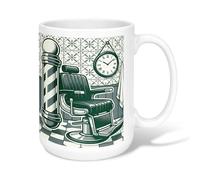 Barberchair - Taza de café de cerámica, diseño vintage industrial con diseño de poste de barbero negro, taza de té con asa, ideal para amigos, familiares, compañeros de trabajo, profesores, parejas