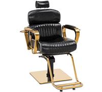 Barberpub Silla de peluquería con reposacabezas, altura regulable, inclinable, para hombre y mujer, silla de operación, estilo vintage, retro, piel sintética, 3078 (negro y dorado)