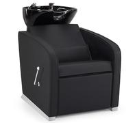 BarberPub Sillón de peluquería con Lavabo, reposapiernas Plegable, Lavabo de cerámica, Ajustable, sillón de peluquería para salón 8679