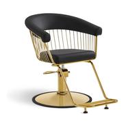 BarberPub Sillón de peluquería hidráulico Regulable en Altura 13 cm & Giratorio 360°, Asiento de salón, Equipamiento para peluquerías, Cuero ecológico, Silla de Servicio para salón, Oro-Negro, 2053