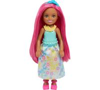 Barbie Chelsea Royal - Muñeca pequeña (6 pulgadas) con pelo rosa con falda extraíble, zapatos y accesorio para el cabello, juguete de 6 pulgadas