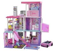 Barbie 60 Aniversario Dreamhouse Casa de muñecas 3 Pisos con 10 Habitaciones, Muebles y más de 70 Accesorios, Incluye 2 muñecas y un Coche, Juguete de Regalo +3 años (Mattel HCD51)