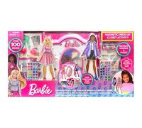 Barbie: Actividad magnética para vestirse en el armario, juego de diseño de moda, accesorios para mezclar y combinar, decorar y exhibir, estuche de almacenamiento de armario rosa, niños mayores de 3