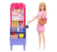 Barbie and Teresa Recipe for Friendship Barbie Malibu en el mercado Muñeca de moda y conjunto de juego con 11 accesorios, incluido un puesto de mercado y comida, JCT05