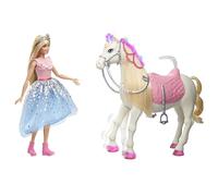 Barbie Avemtura de Princesas Muñeca Rubia con Caballo de Juguete con Luces y Sonidos (Mattel GYK64)