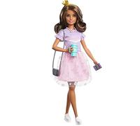 Barbie Aventura de Princesas Muñeca morena con vestido corto a la moda y accesorios (Mattel GML69)
