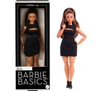 Barbie Basics Modelo 05 Muñeca de coleccionista, minivestido negro y zapatos de tacón, ropa intercambiable con otras muñecas, cuerpo articulado con figura curvilínea y cabeza intercambiable, JBH73