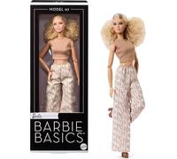 Barbie Basics Muñeca Modelo 07 de Moda para coleccionistas con Melena Rubia y Pantalones Blancos con Estampado, Ropa Intercambiable con Otras muñecas y Cuerpo articulado, JJX26