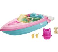 Barbie Boat with Puppy and Themed Accessories, Fits 3 Dolls, Floats in Water, Gr