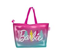 Barbie Bolso Tote Mediano Multicolor, Bolsa de Viaje y Compras, Bolsa de Hombro con Broche de Presión, 1 Litro, 11x48x32 cm, Lavable en Máquina, Regalo para Mujer y Niñas Adolescentes