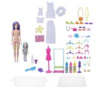 Barbie Brand Color Reveal Set de Regalo Serie Tie-Dye Batik Muñecas Chelsea Colores Sorpresa con Juego para teñir Ropa, más de 50 Accesorios Sorpresa y Mascota, Juguete +3 años