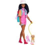 Barbie “Brooklyn” Aventuras al Aire Libre Muñeca con Atuendo de aventurera, con más de 10 Accesorios de Acampada, Incluido un cachorrito, JJV60