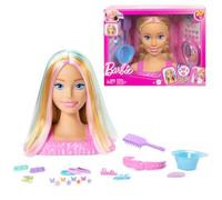 Barbie Busto para peinar, pelo rubio con más de 20 accesorios para hacer peinados, incluye pinzas para el pelo con forma de estrella y mariposa que cambian de color, JFG81