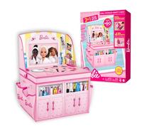 Barbie - Caja de almacenamiento plegable 2 en 1 y juego de tocador - Puede contener más de 60 muñecas y accesorios - Organizador de juguetes con compartimentos