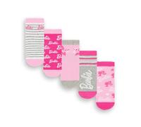 Barbie Calcetines para niñas, paquete de 5 | Calzado con estampado de muñeca multicolor para niños | Paquete de calcetines cómodos Funky Pink Fashion Stripey | Regalo de mercancía de serie