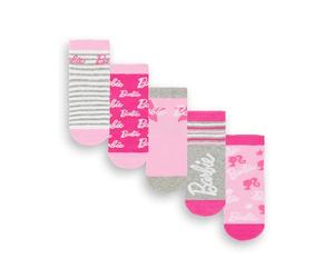 Barbie Calcetines para niñas, paquete de 5 | Calzado con estampado de muñeca multicolor para niños | Paquete de calcetines cómodos Funky Pink Fashion Stripey | Regalo de mercancía de serie