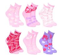 Barbie Calcetines para Niñas, Set de 6 Calcetines de Algodon, Regalo Niña y Adolescentes Tallas EU 23 a 34 (FR/ES, Números, 23, 26, Regular, Multicolor)