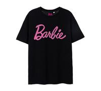 Barbie Camiseta de Manga Corta con el Logotipo clásico Rosa de Las Mujeres en Negro | Icónica Marca Top de diseño de Moda para Damas | Cómoda Camiseta Retro con Estilo Movie