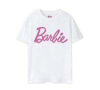 Barbie Camiseta de Manga Corta con el Logotipo Rosa clásico de Las Mujeres en Blanco | Icónica Marca Top de diseño de Moda para Damas | Camiseta Retro Comfortable Fit Movie