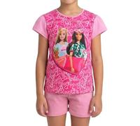 Barbie Camiseta y Pantalón Corto para Niña, Pijama Conjunto 2 Piezas para Niñas, Incluye Caja de Regalo, Talla 8 Años | Rosa