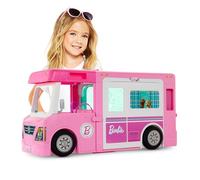 Barbie Caravana DreamCamper 3 en 1, Aprox. 1m; Autocaravana transformable con Piscina, camioneta, Barca y 50 Accesorios; para niñas y niños + 3 años, GHL93