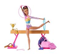 Barbie Careers muñeca Gimnasta y Accesorios | Muñeca morena, clip en C para giros, barra de equilibrio, chándal y más, +3 años, HRG53