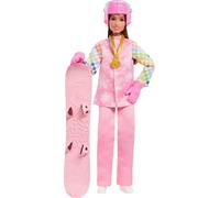 Barbie Profesiones Muñeca Snowboarder con Abrigo, Pantalones y Botas Rosas con más de 10 Accesorios, incluida una Tabla Que Cambia de Color, JKF78