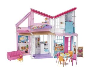 Barbie Casa Malibu, casa de muñecas de Dos Pisos Plegable con Muebles y Accesorios (Mattel FXG57)