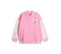 Barbie Chaqueta bomber para niñas | Chaqueta universitaria con estampado gráfico Dream Team para niños en Rosa | Chaqueta de béisbol con cremallera para niños